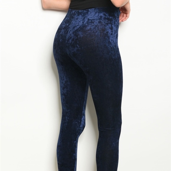 NAVY VELVET LEGGING - Picture 3 of 4